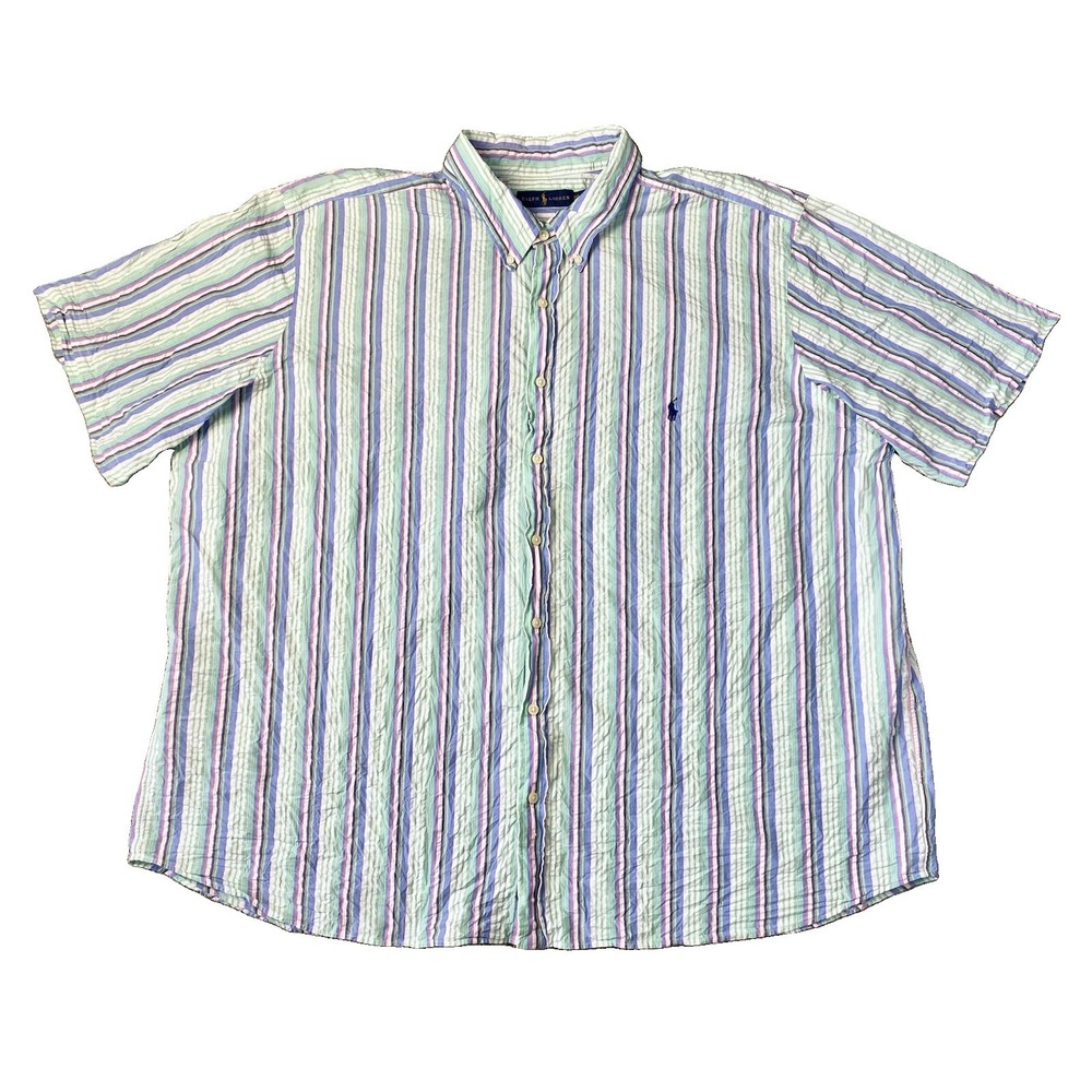 Polo Ralph Lauren Mens 3XB Stripe Seersucker Shirt Men's Button Down Pony